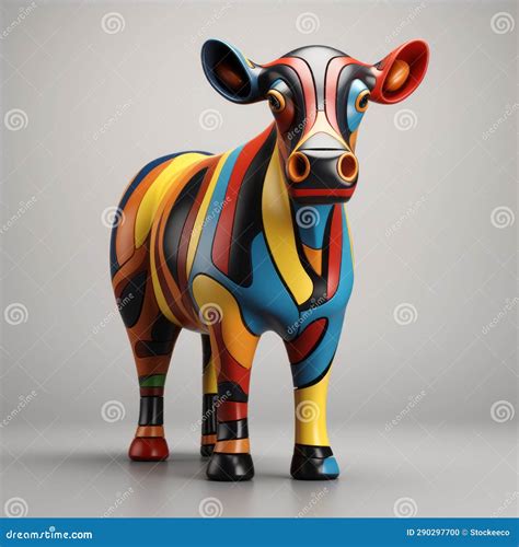 Colorful Cow Statue: a 3d Design Inspired by Picasso Stock Illustration - Illustration of ...