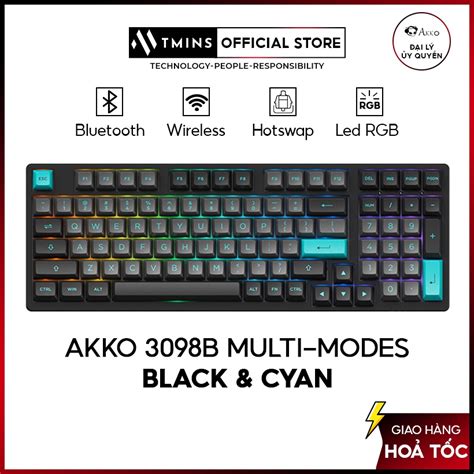 Bàn phím cơ AKKO 3098B Multi modes Black Cyan Bluetooth 5 0 Wireless