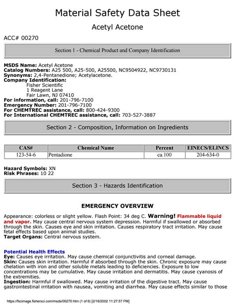 Msds 174 Acetyl Acetone By Sushil Kumar Kushwaha Issuu