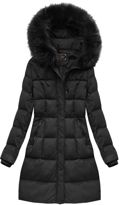 Pikowana Kurtka Z Kapturem Czarna Womens Black Winter Jacket