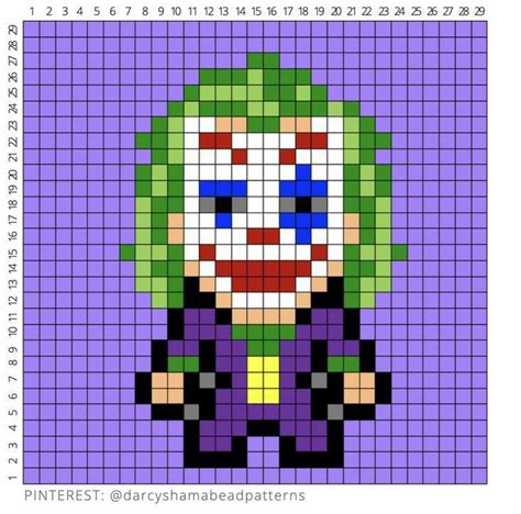 Joker Joaquin Phoenix Perler Beads Pattern 2 Easy Pixel Art Pixel