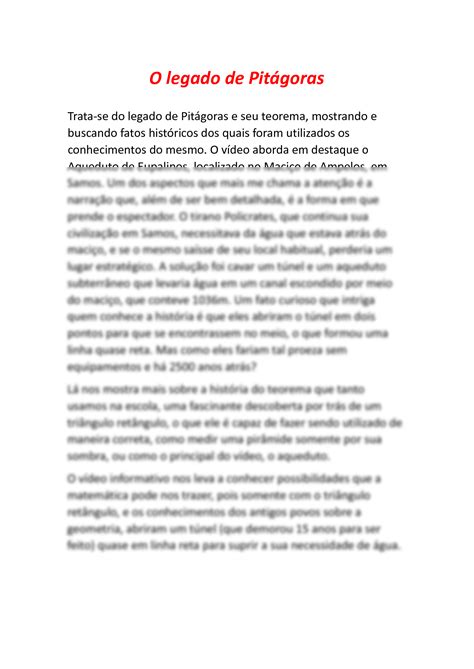 Solution O Legado De Pit Goras Docx Studypool