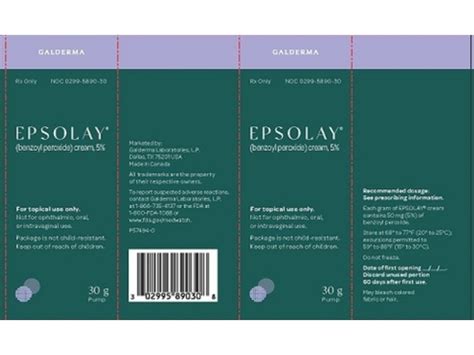 Epsolay (benzyl peroxide) Cream, 5%, 30 g, Galderma (Rx) Ingredients ...