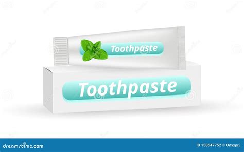 Mint Toothpaste Realistic White Box Packaging And Vector Toothpaste