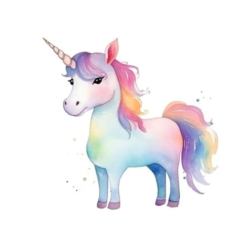 Premium Photo Watercolor Unicorn With A Rainbow Mane