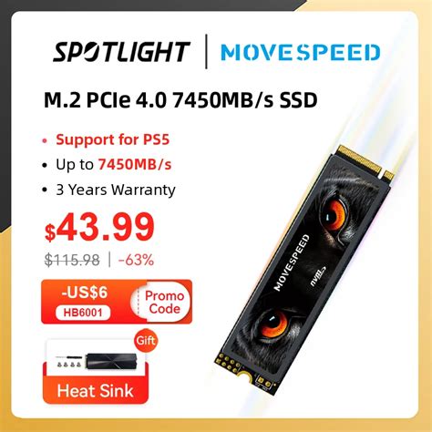 Movespeed Disco Rígido Interno De Estado Sólido Unidade Ssd Para Ps5