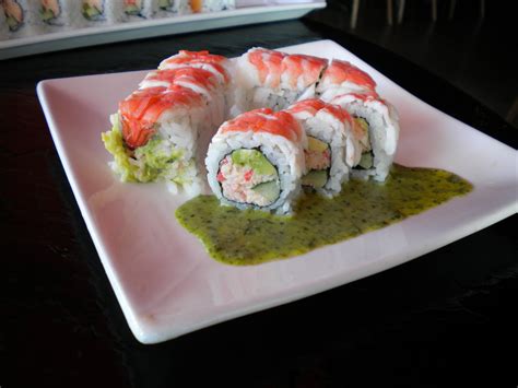 Dinner Ra Sushi Lobster Shrimp Roll Lobster Cucumber And Avocado Rolled And Topped With Shrimp