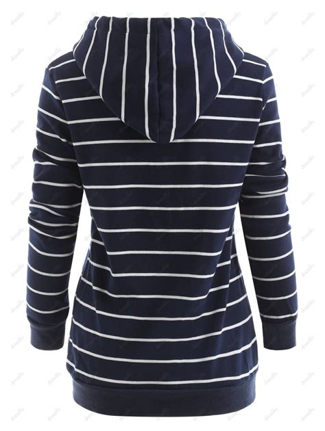 [31 Off] 2021 Stylish Hooded Long Sleeve Striped Drawstring Womens