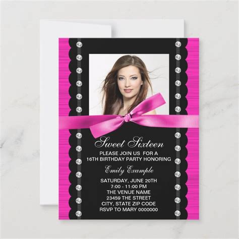 Hot Pink Photo Birthday Party Invitation Zazzle