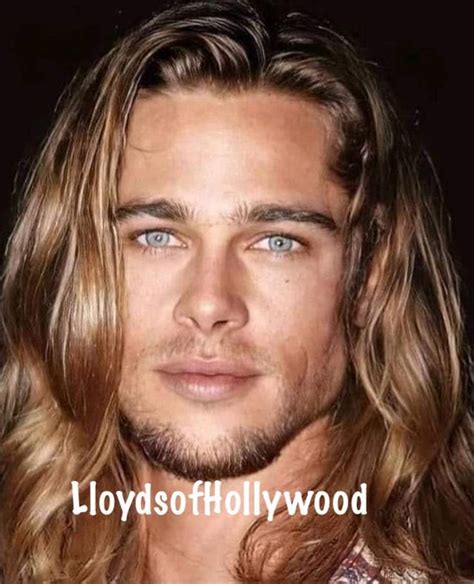 Brad Pitt Handsome Hollywood Actor Blue Eyes Long Haired Club Kid ...