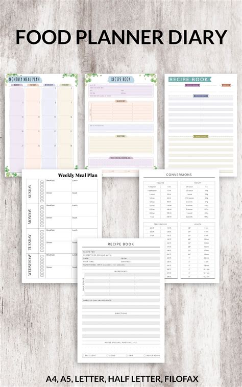 Food Planner Diary Allows You To Plan And Organize Your Weekly Meals