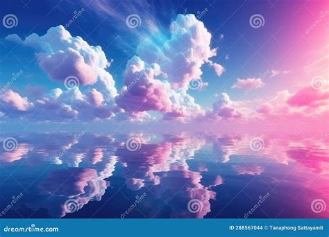 Beautiful Sunset Sky With Clouds Reflected In Water Stock Illustration