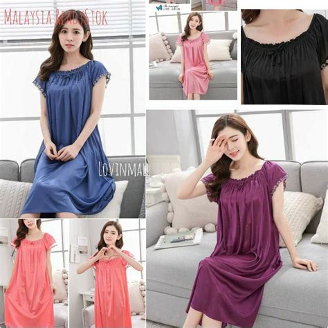 Malaysia Readystok Plus Size Lingerie Women Sleeping Dress Big Large Lingeries Sleep Wear Night
