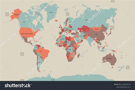 Colorful World Map Vector World Map Stock Vector Royalty Free