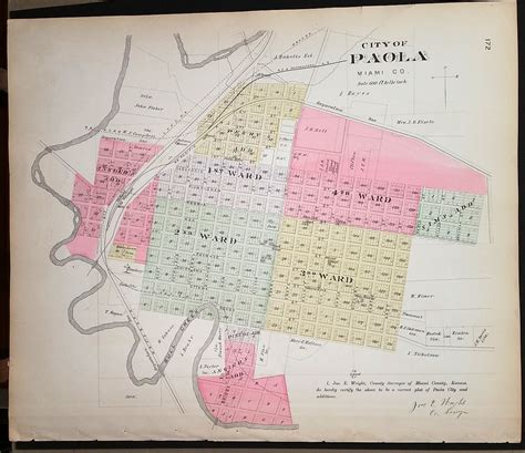 Map Miami County Kansas Backed With City Of Paola Miami Co