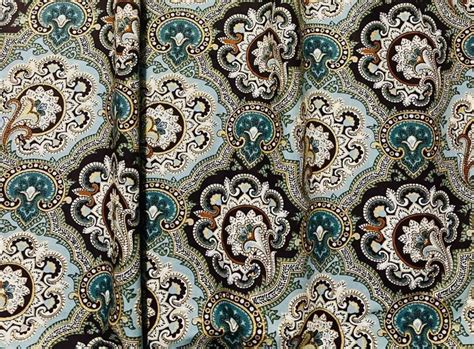 Paisley Set of 2 Panels Brown Teal Gold Curtain Tiers Curtains With ...