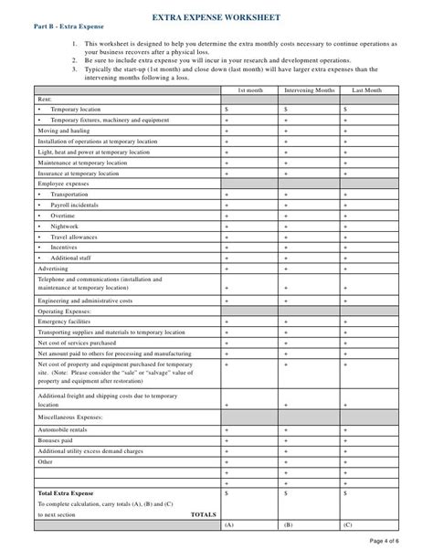 Business Income Calculation Worksheets