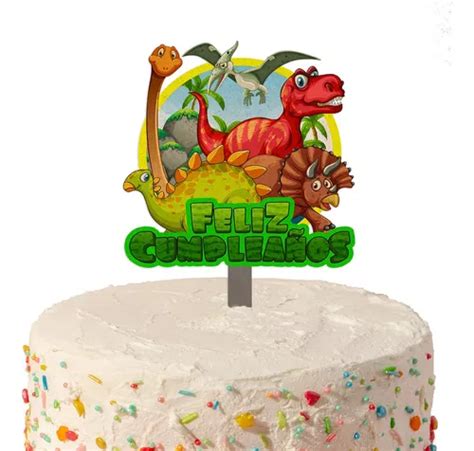 Cake Topper Personalizado Letrero Pastel Dinosaurios Meses Sin Intereses