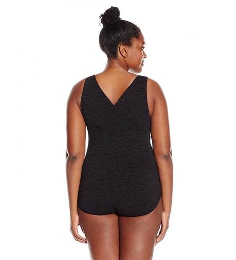 Womens Plus Size Krinkle Chlorine Proof Cross Back One Piece Swimsuit