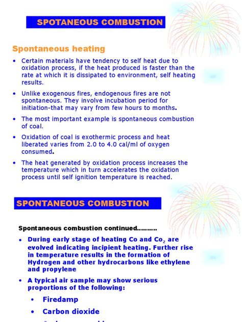 Spontaneous Combustion Combustion Coal