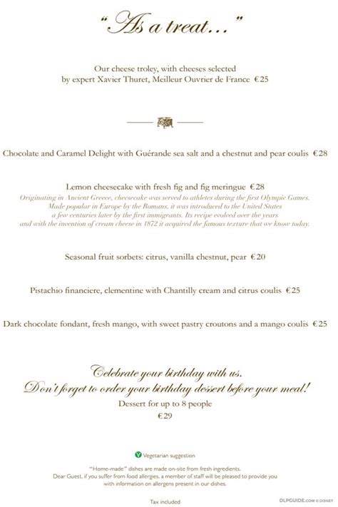 California Grill Menu — Dlp Guide • Disneyland Paris Restaurants