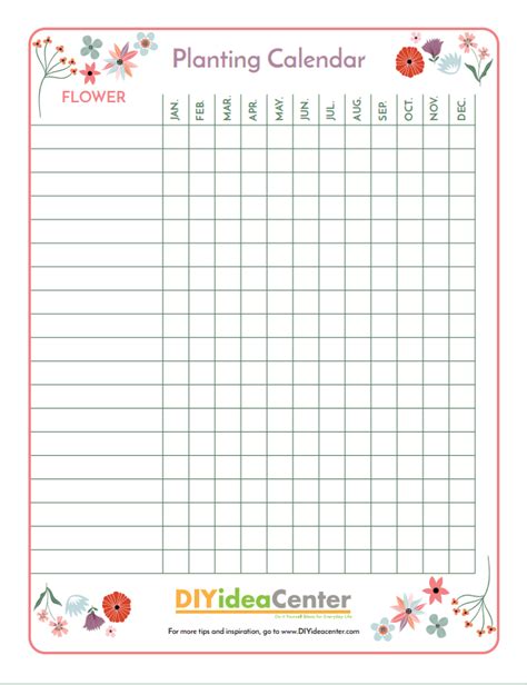 Free Printable Flower Planting Calendar