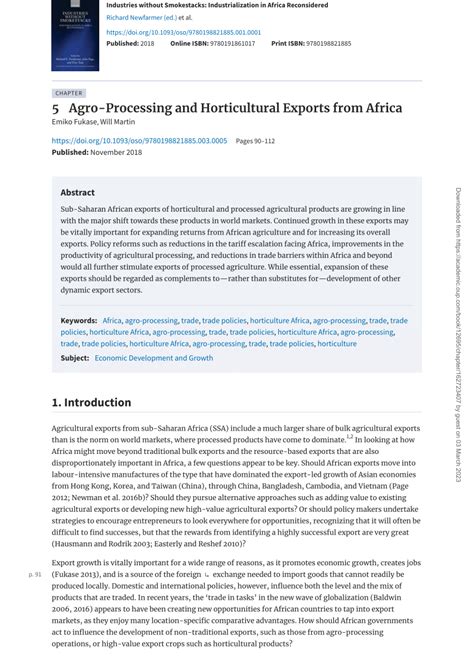 Pdf Agro Processing And Horticultural Exports From Africa