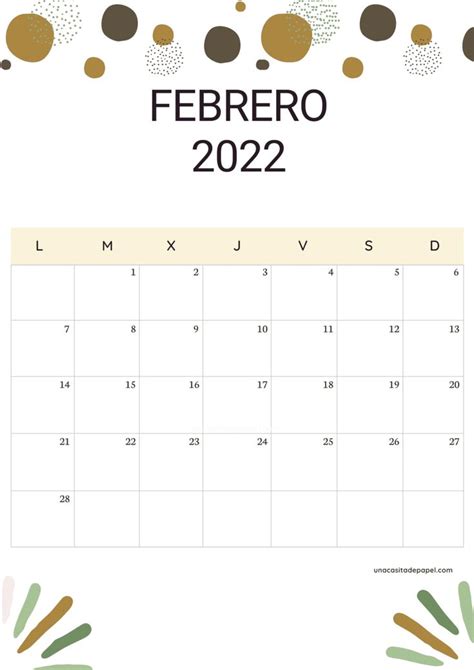 Calendario Febrero Para Imprimir Gratis Una Casita De Papel