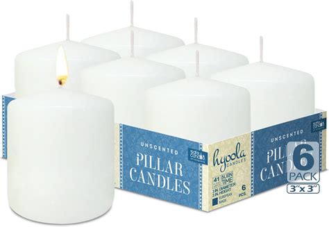 Hyoola White Pillar Candles 75125 Mm 3 X 5 Inch 6 Pack Unscented Pillar Candle Set