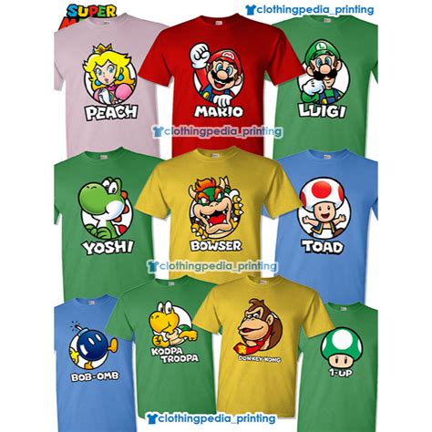 Jual Kaos Baju The Super Mario Bros Character Luigi Bowser Peach T Shirt Shopee Indonesia