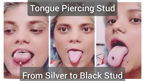 Wearing Black Tongue Piercing Stud For The First Time Youtube