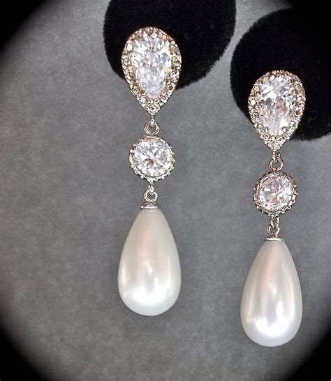 Pearl Earrings For A Bride Classic Pearl Drop Wedding Earrings Mother Of The Bride Bridesmaids