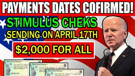 Payment Dates Confirmed Sending 2000 Stimulus Checks On April 17th