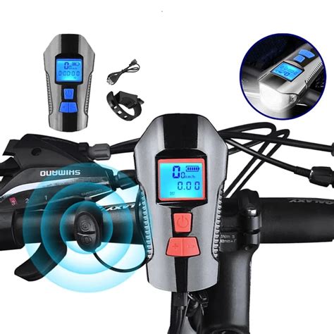 Imperme Vel Usb Recarreg Vel Bicicleta Luz Veloc Metro Bicicleta Chifre