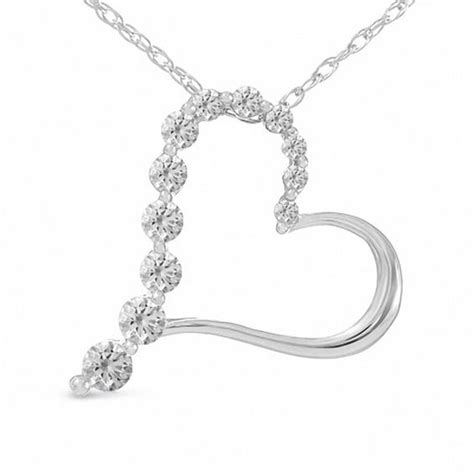 1/4 CT. T.W. Journey Diamond Heart Pendant in 10K White Gold | Heart ...