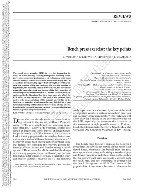 Bench Press Exercises The Key Points Pdf Friction Skeletal Muscle
