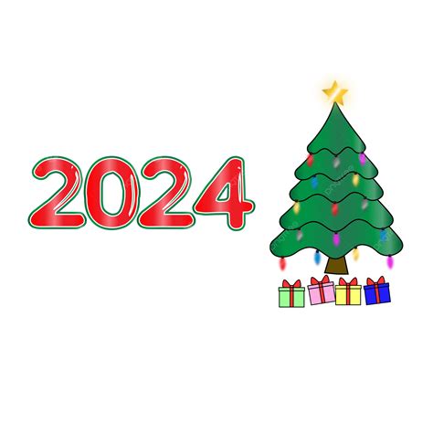 2024 Text Design With Christmas Tree Ornaments Decoration And Ts