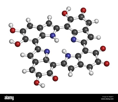 Melanin (eumelanin), proposed oligomeric structure model. Primary determinant of skin color. 3D ...