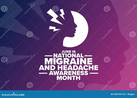 June Is National Migraine And Headache Awareness Month Holiday Concept