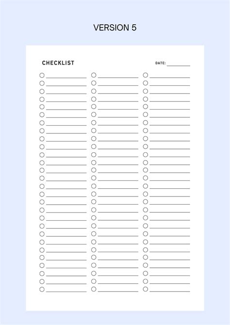 Blank Checklist Template Printable Fillable Simple Checklist