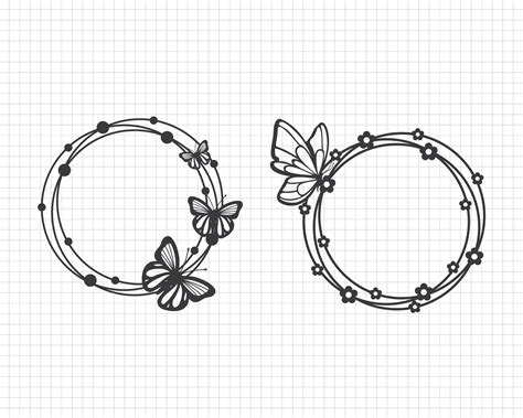 Butterfly Monogram Frame Svg Bundle Butterfly Circle Etsy