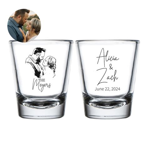 Custom Portrait Wedding Shot Glass Personalized Shot Glass Wedding Favor Customized Portrait