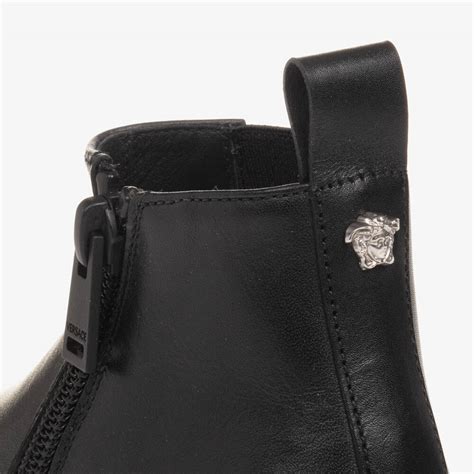 Versace Boys Black Leather Chelsea Boots Childrensalon