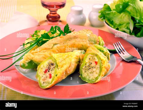 Capsicum Stuffed With Cheese Stock Photo Alamy