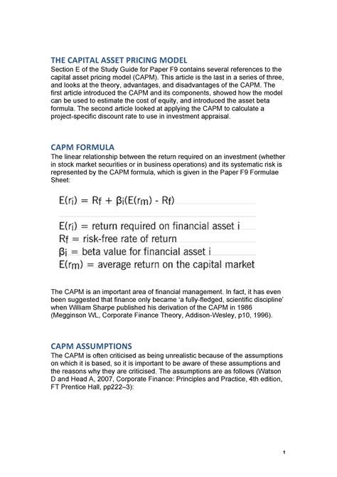 Capm Theory Advantages And Disadvantages The Capital Asset Pricing