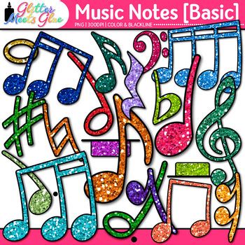 Music Notes Clipart: Rhythm, Notation, & Symbol Graphics 1 | TPT