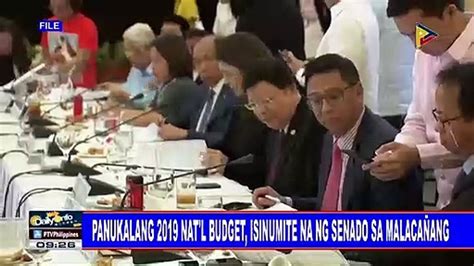 Panukalang 2019 nat l budget isinumite na ng senado sa Malacañang