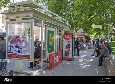 Bus Stop And Kiosk Street View Ganja Azerbaijan Stock Photo Alamy