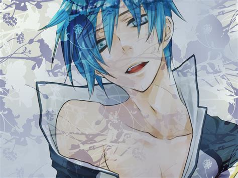 All Male Bite Blue Eyes Blue Hair Dark Flowers Kaito Male Vocaloid