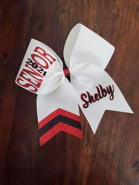 Senior Cheer Bow With Chevron Tail Softball Bow Dance Bow With 1 Name Layered Etsy